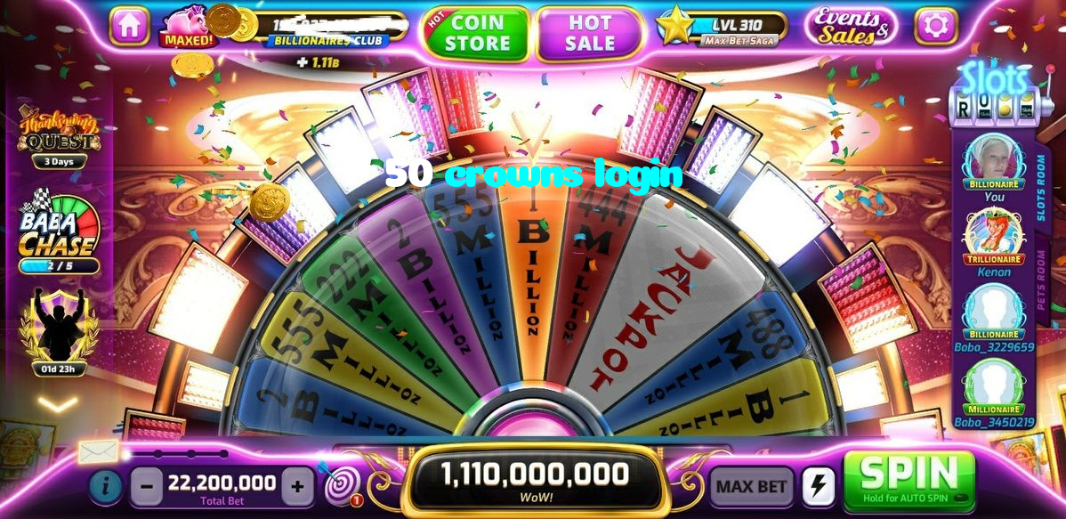 50 crowns login casino presented on mobile device in Pakistan with slots and live games